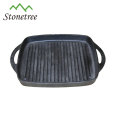 Schwarze Gusseisen-Quadrat-Doppelgriff-Grillpfanne / BBQ-Grillpfanne